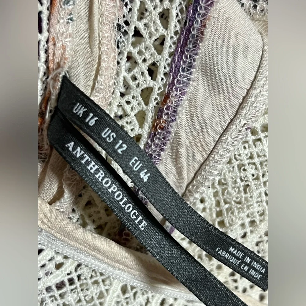 Anthropologie Sleeveless V Neck Patchwork Boho Maxi dress in pink combo, size 12 - Picture 8 of 11